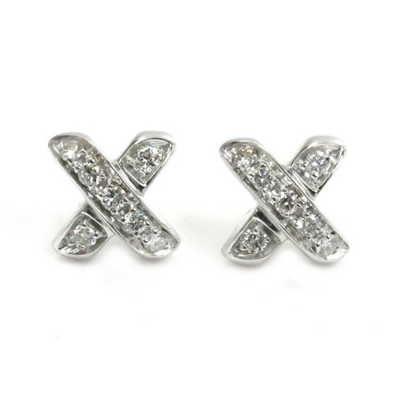 TIFFANY & CO. 18k White Gold Diamond Earrings - Picture 1 of 4